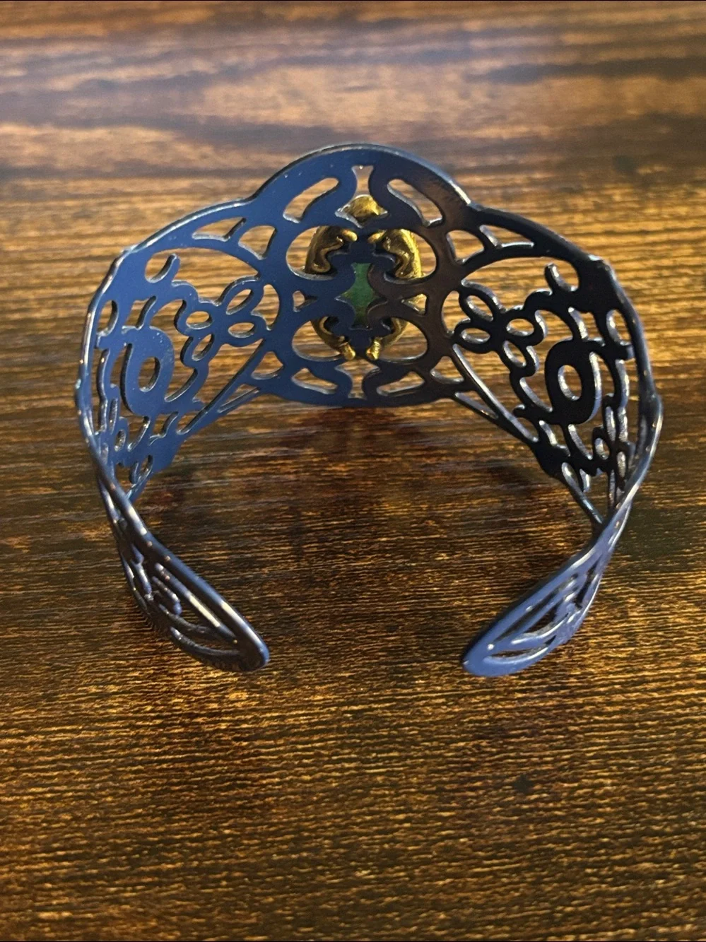Intricate‎ Navy Blue and Green Cuff Bracelet